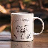 Mug Fleurs Jar Mason Rustique Personnalisées