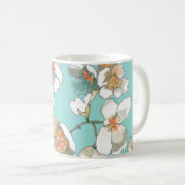Mug Fleurs Jasmin : Aquarelle Turquoise clair (Devant droit)