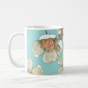 Mug Fleurs Jasmin : Aquarelle Turquoise clair