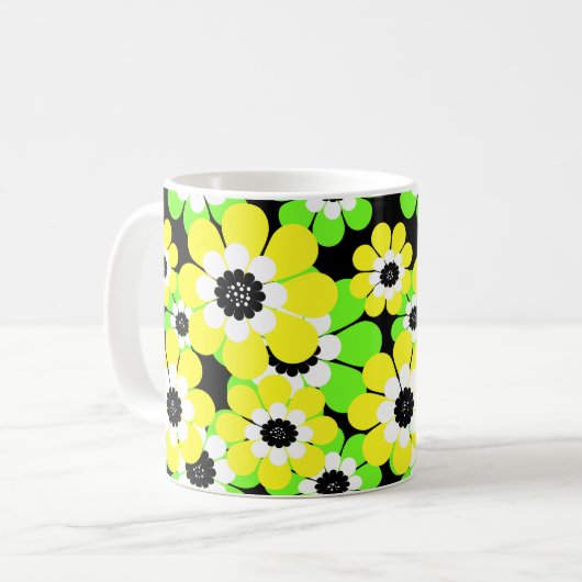 Mug Fleurs jaune-vert (Devant gauche)
