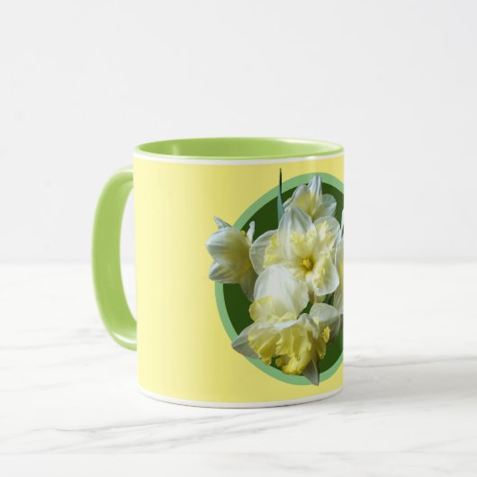 Mug Fleurs jaunes blanches de narcisse de jonquilles (Devant gauche)