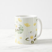 Mug Fleurs Jaunes Blanches Rayures (Devant droit)