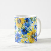 Mug Fleurs Jaunes Bleues (Devant droit)