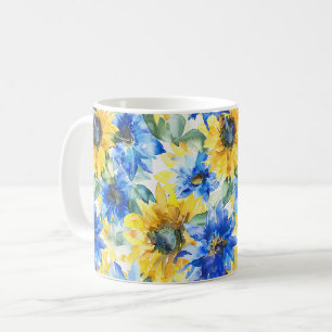 Mug Fleurs Jaunes Bleues
