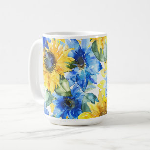 Mug Fleurs Jaunes Bleues pour une Baby Shower de Marié