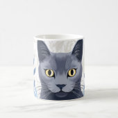 Mug Fleurs Jaunes Chat Bleu Russe (Centre)