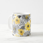 Mug Fleurs Jaunes Et Gris En Aquarelles (Devant gauche)