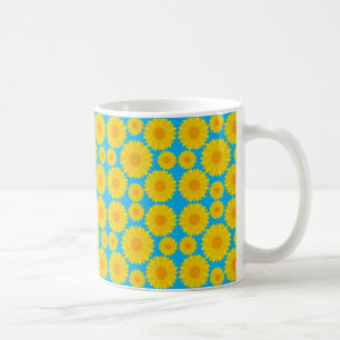 Mug Fleurs jaunes et orange en gras sur Arrière - plan
