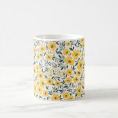 Mug Fleurs jaunes : moderne floral sans soudure. (Centre)