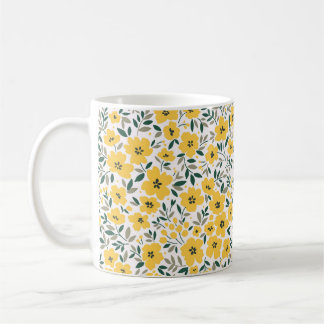 Mug Fleurs jaunes : moderne floral sans soudure.