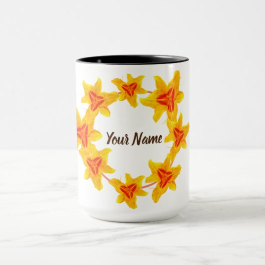 Mug Fleurs jaunes Personnalisées (Centre)