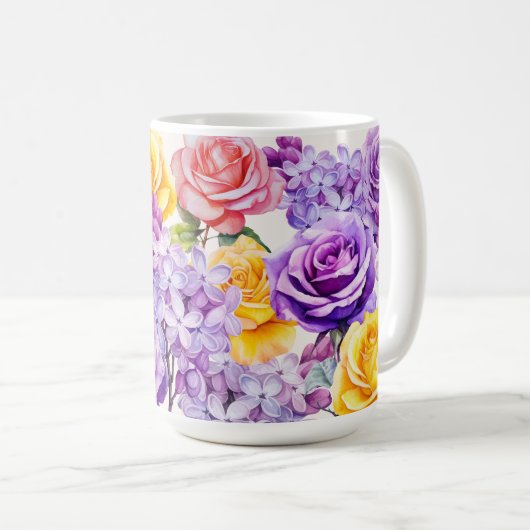 Mug Fleurs Lilac romantiques & Roses (Devant droit)