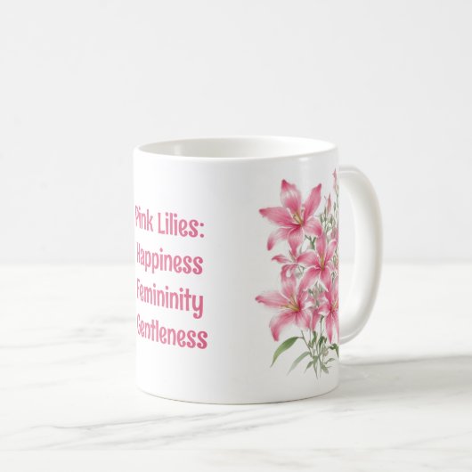 Mug Fleurs Lys Roses (Devant droit)
