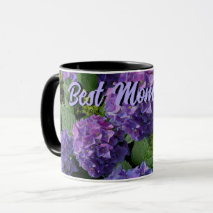 Mug Fleurs magenta bleu violet élégant Meilleure maman
