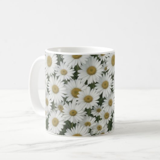 Mug Fleurs marguerites blanches (Devant gauche)