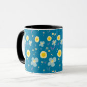 Mug Fleurs marguerites Crème Bleue Jaune Violet Kingfi (Devant gauche)