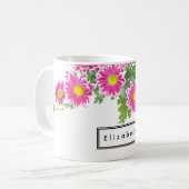 Mug Fleurs marguerites fraîches roses et blanches pers (Devant gauche)