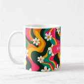 Mug Fleurs marguerites Motif rétro coloré avec nom (Gauche)