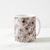 Mug Fleurs marron beige motif sur le tigre arrière - p (Devant droit)