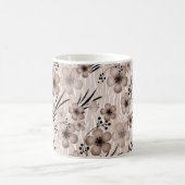 Mug Fleurs marron beige motif sur le tigre arrière - p (Centre)