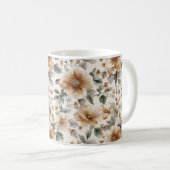 Mug Fleurs Marron Crème (Devant droit)