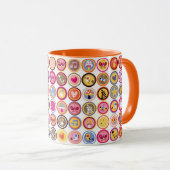 Mug fleurs mignonnes, oiseaux, motif de coeurs (Devant droit)