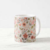 Mug Fleurs modernes Feuille rose or floral (Devant droit)