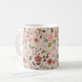 Mug Fleurs modernes Feuille rose or floral (Devant gauche)