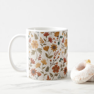 Mug Fleurs modernes Feuille rouille or Floral