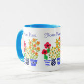Mug Fleurs modernes lumineuses dans les pots (Devant gauche)