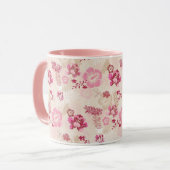 Mug Fleurs modernes roses mignonnes motif Haut basket (Devant gauche)