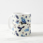 Mug Fleurs Monkey lapin Bleu Blanc Vintage (Devant gauche)