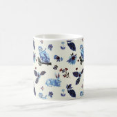 Mug Fleurs Monkey lapin Bleu Blanc Vintage (Centre)