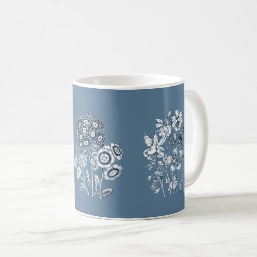 Mug Fleurs monochromes en bleu (Devant droit)