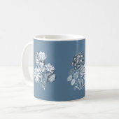 Mug Fleurs monochromes en bleu (Devant gauche)
