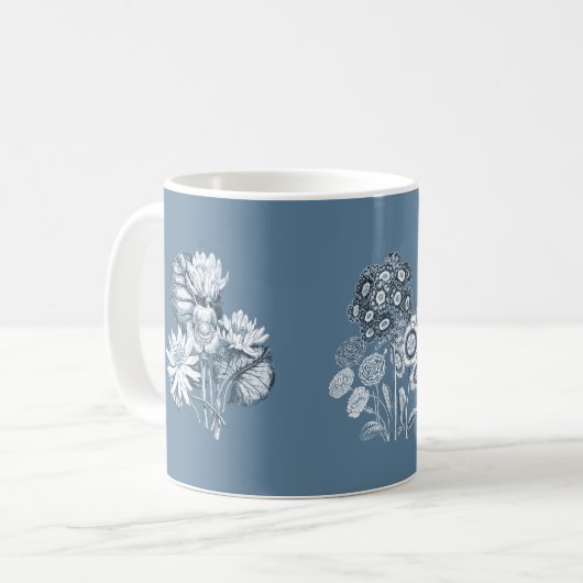 Mug Fleurs monochromes en bleu (Devant gauche)
