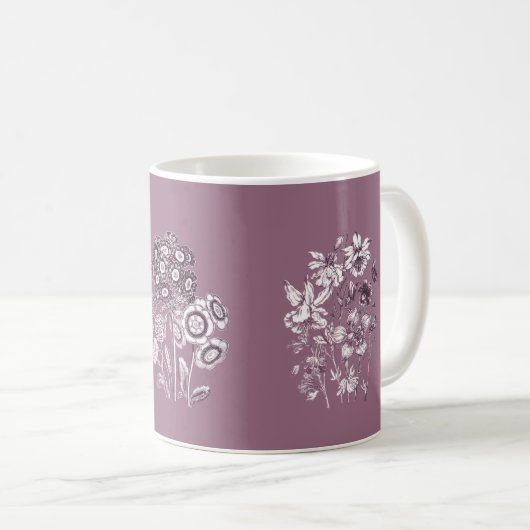 Mug Fleurs monochromes en mauve (Devant droit)