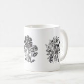 Mug Fleurs monochromes en noir et blanc (Devant droit)