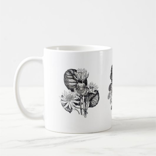 Mug Fleurs monochromes en noir et blanc (Gauche)