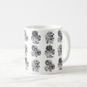 Mug Fleurs monochromes en noir et blanc (Devant droit)