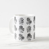 Mug Fleurs monochromes en noir et blanc (Devant gauche)