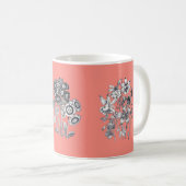 Mug Fleurs monochromes sur arrière - plan corallien (Devant droit)