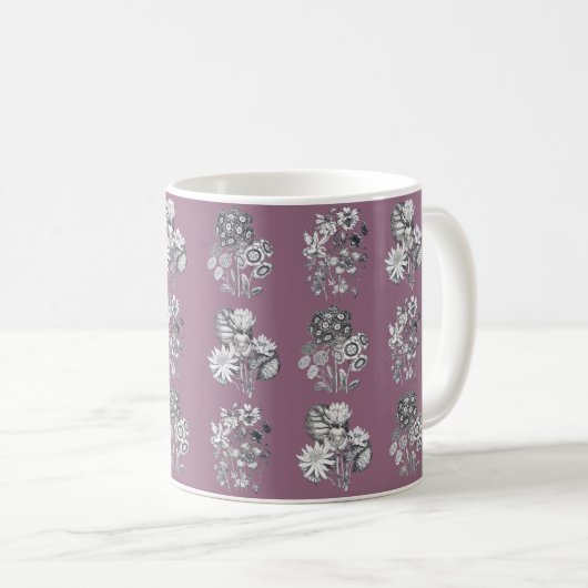 Mug Fleurs monochromes sur arrière - plan mauve (Devant droit)