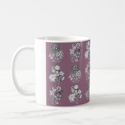 Mug Fleurs monochromes sur arrière - plan mauve (Gauche)