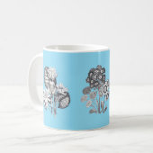 Mug Fleurs monochromes sur fond bleu bébé (Devant gauche)