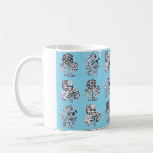 Mug Fleurs monochromes sur fond bleu bébé (Gauche)