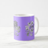 Mug Fleurs monochromes sur fond lilas (Devant droit)