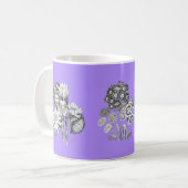 Mug Fleurs monochromes sur fond lilas (Devant gauche)