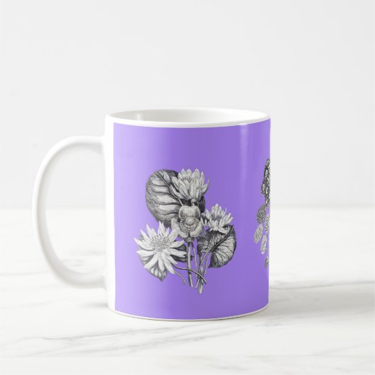Mug Fleurs monochromes sur fond lilas (Gauche)