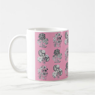 Mug Fleurs monochromes sur fond rose